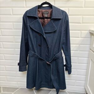 Focus 2000 Women’s 14 Lightweight Denim Belted Pea Coat Jacket